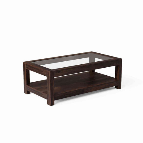 Livinn Solid Sheesham Wood Coffee Table (Walnut Finish)