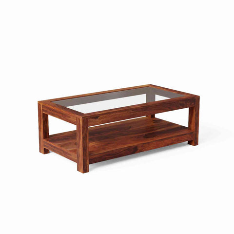 Livinn Solid Sheesham Wood Coffee Table (Natural Finish)