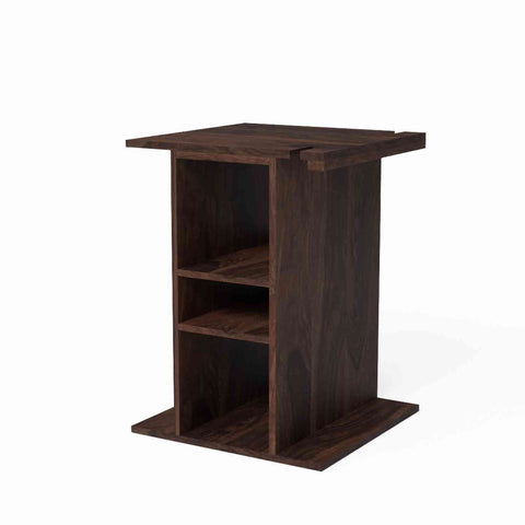 Mobell Solid Sheesham Wood Side End Table (Walnut Finish)