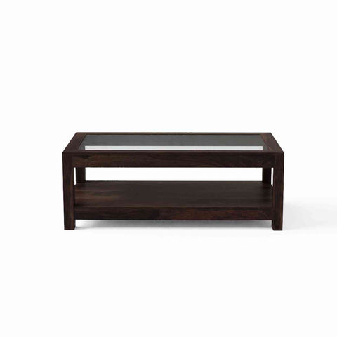 Livinn Solid Sheesham Wood Coffee Table (Walnut Finish)