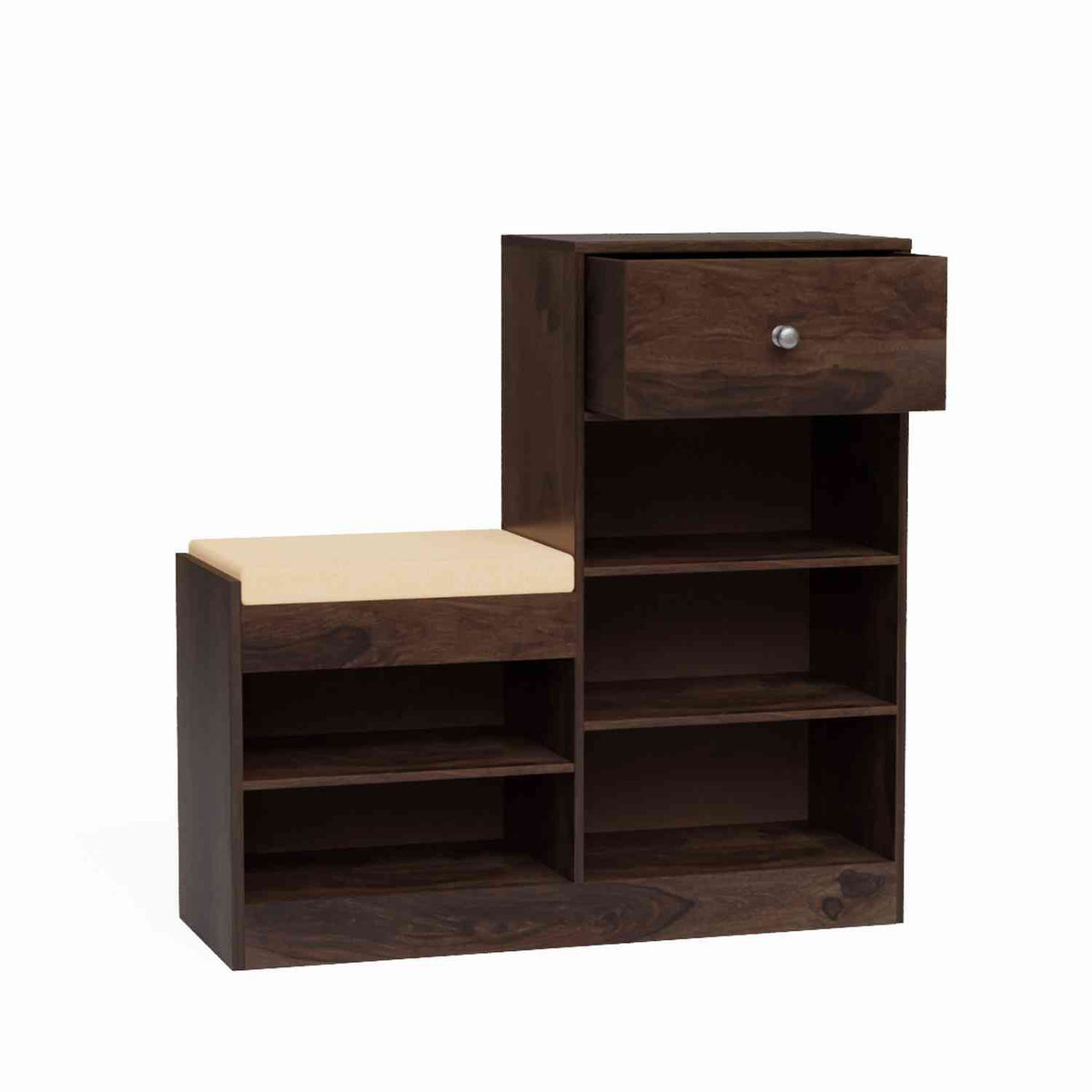 Rubikk Solid Sheesham Wood Shoe Rack (Walnut Finish)