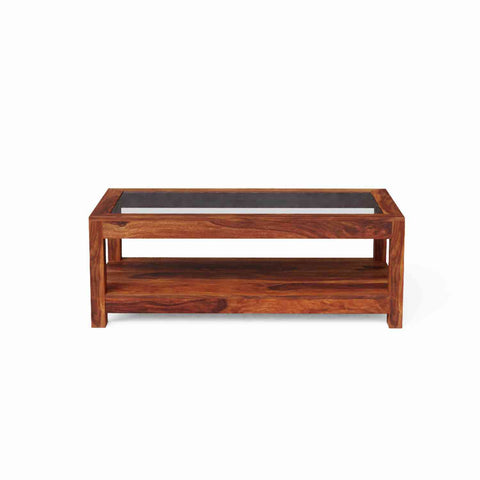 Livinn Solid Sheesham Wood Coffee Table (Natural Finish)