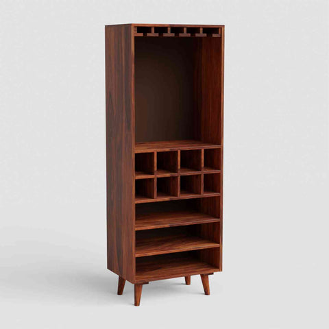 Befree Solid Sheesham Wood Bar Cabinet (Natural Finish)