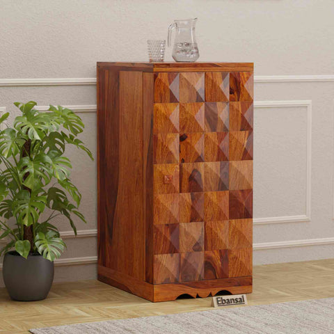 Sofia Solid Sheesham Wood Bar Cabinet (Small Size, Natural Finish)