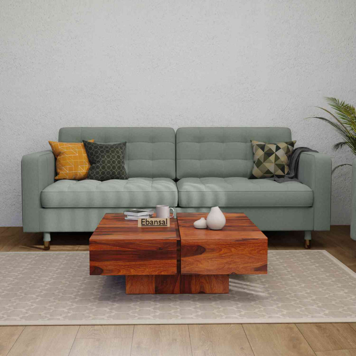 Rubikk Solid Sheesham Wood Coffee Table (Natural Finish)