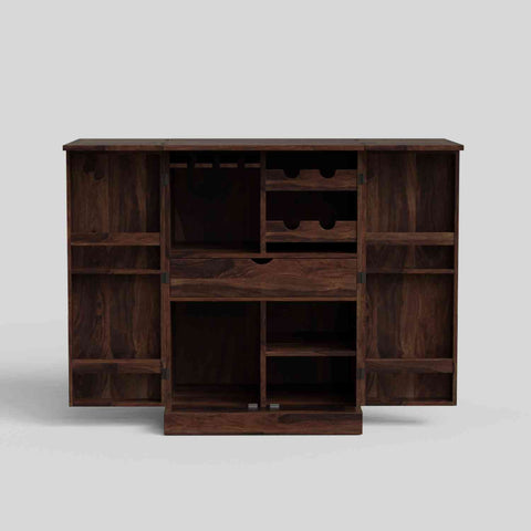 Sofia Solid Sheesham Wood Bar Cabinet (Walnut Finish)