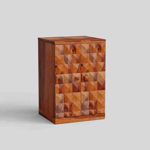 Sofia Solid Sheesham Wood Bar Cabinet (Natural Finish)