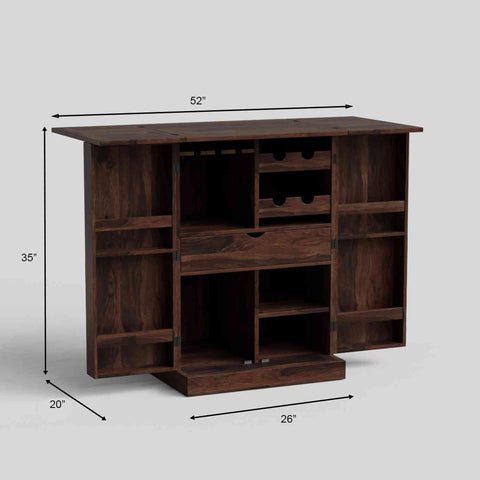 Sofia Solid Sheesham Wood Bar Cabinet (Walnut Finish)