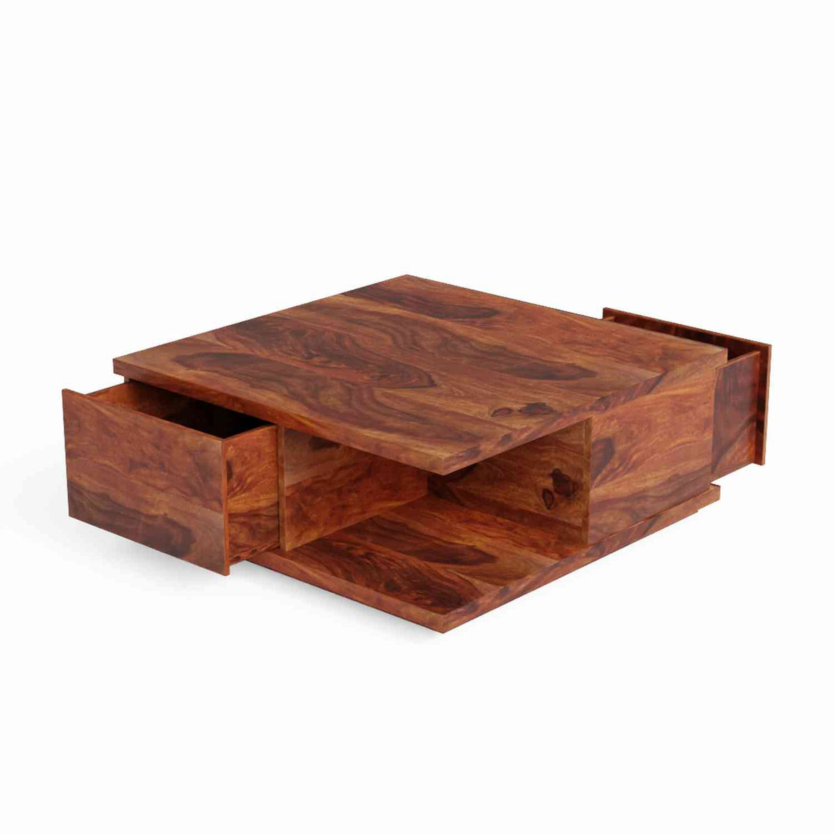 Revista Solid Sheesham Wood Coffee Table (Natural Finish)