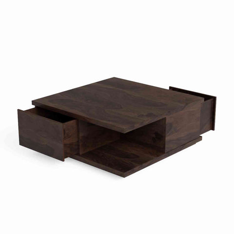 Revista Solid Sheesham Wood Coffee Table (Walnut Finish)