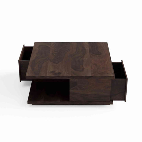 Revista Solid Sheesham Wood Coffee Table (Walnut Finish)