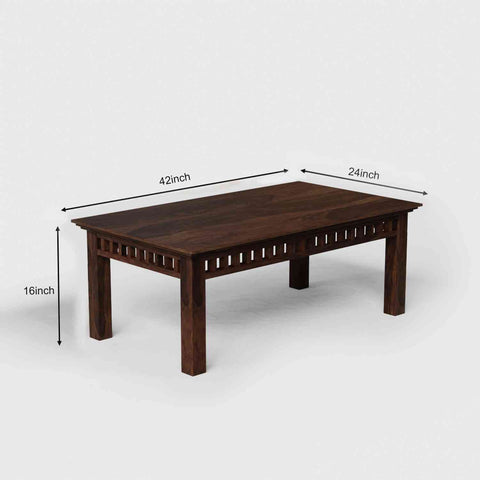 Amer Solid Sheesham Wood Coffee Table (Walnut Finish)