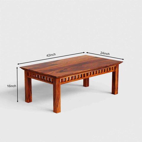 Amer Solid Sheesham Wood Coffee Table (Natural Finish)