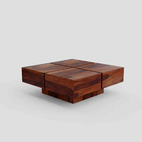 Rubikk Solid Sheesham Wood Coffee Table (Natural Finish)