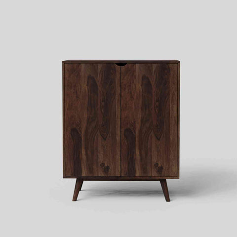 Livinn Solid Sheesham Wood Bar Cabinet (Walnut Finish)