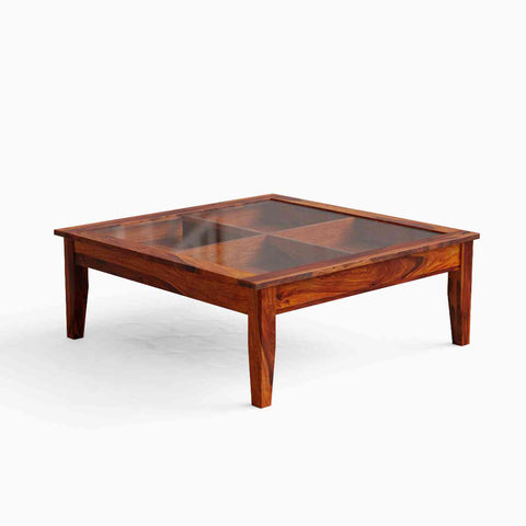 Lumin Solid Sheesham Wood Coffee Table (Natural Finish)
