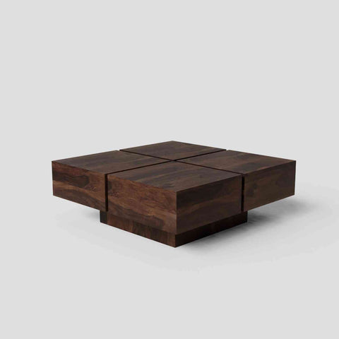Rubikk Solid Sheesham Wood Coffee Table (Walnut Finish)