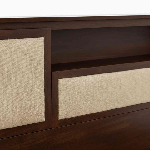 Feelinn Solid Sheesham Wood Bed With Box Storage (Queen Size, Walnut Finish)