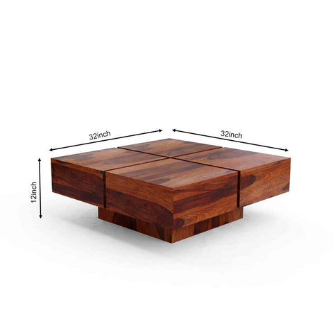Rubikk Solid Sheesham Wood Coffee Table (Natural Finish)