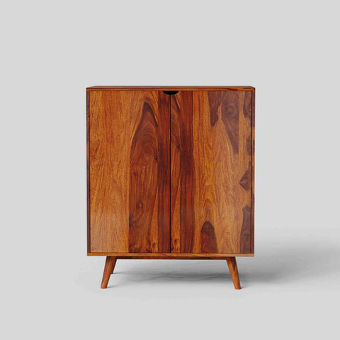 Livinn Solid Sheesham Wood Bar Cabinet (Natural Finish)