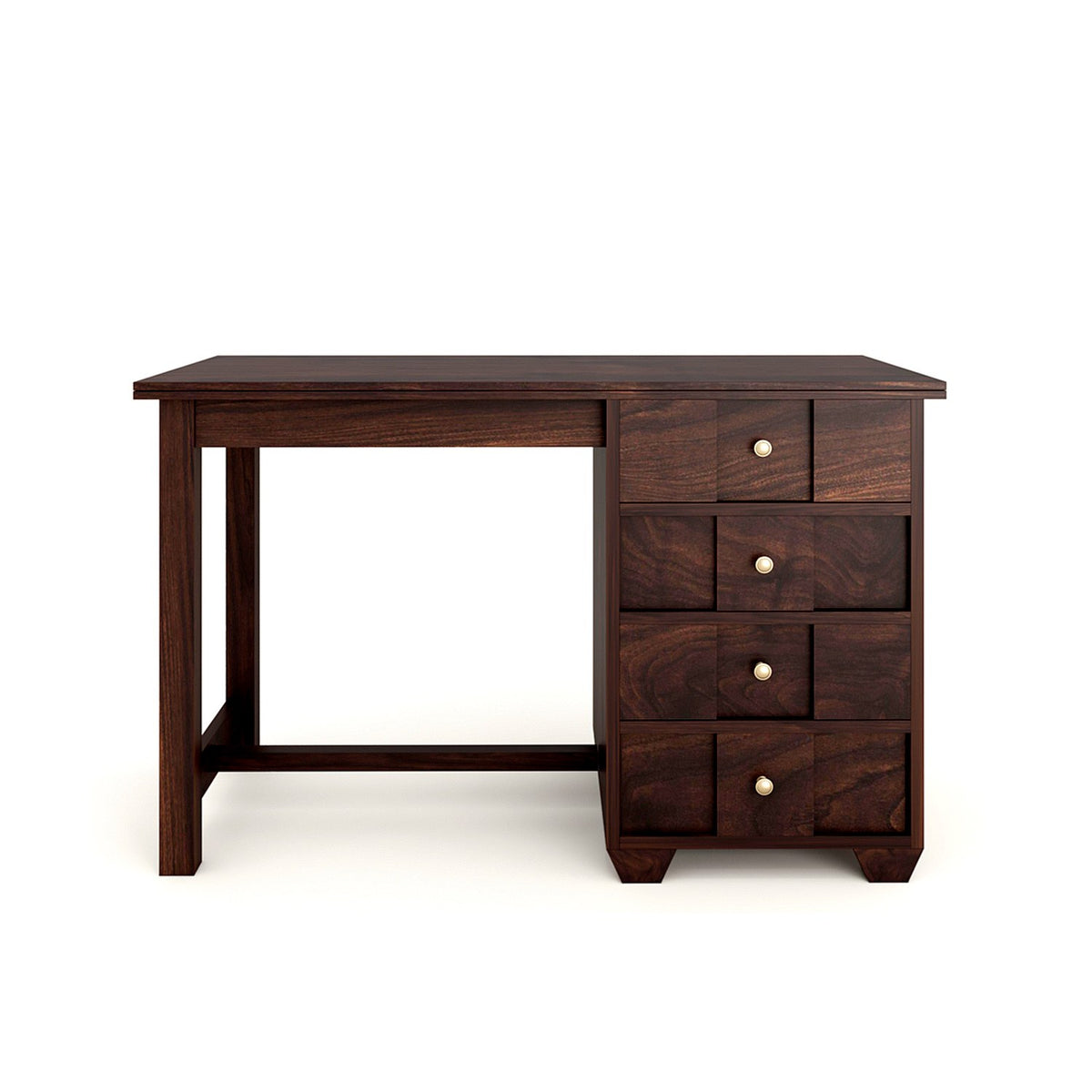Solid Sheesham Wood Zigzag Study Table (Walnut Finish)