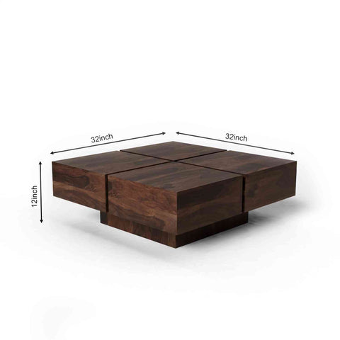 Rubikk Solid Sheesham Wood Coffee Table (Walnut Finish)