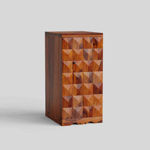 Sofia Solid Sheesham Wood Bar Cabinet (Small Size, Natural Finish)