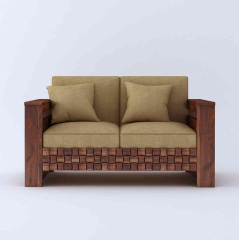 Olivia Solid Sheesham Wood 2 Seater Sofa (Natural Finish)