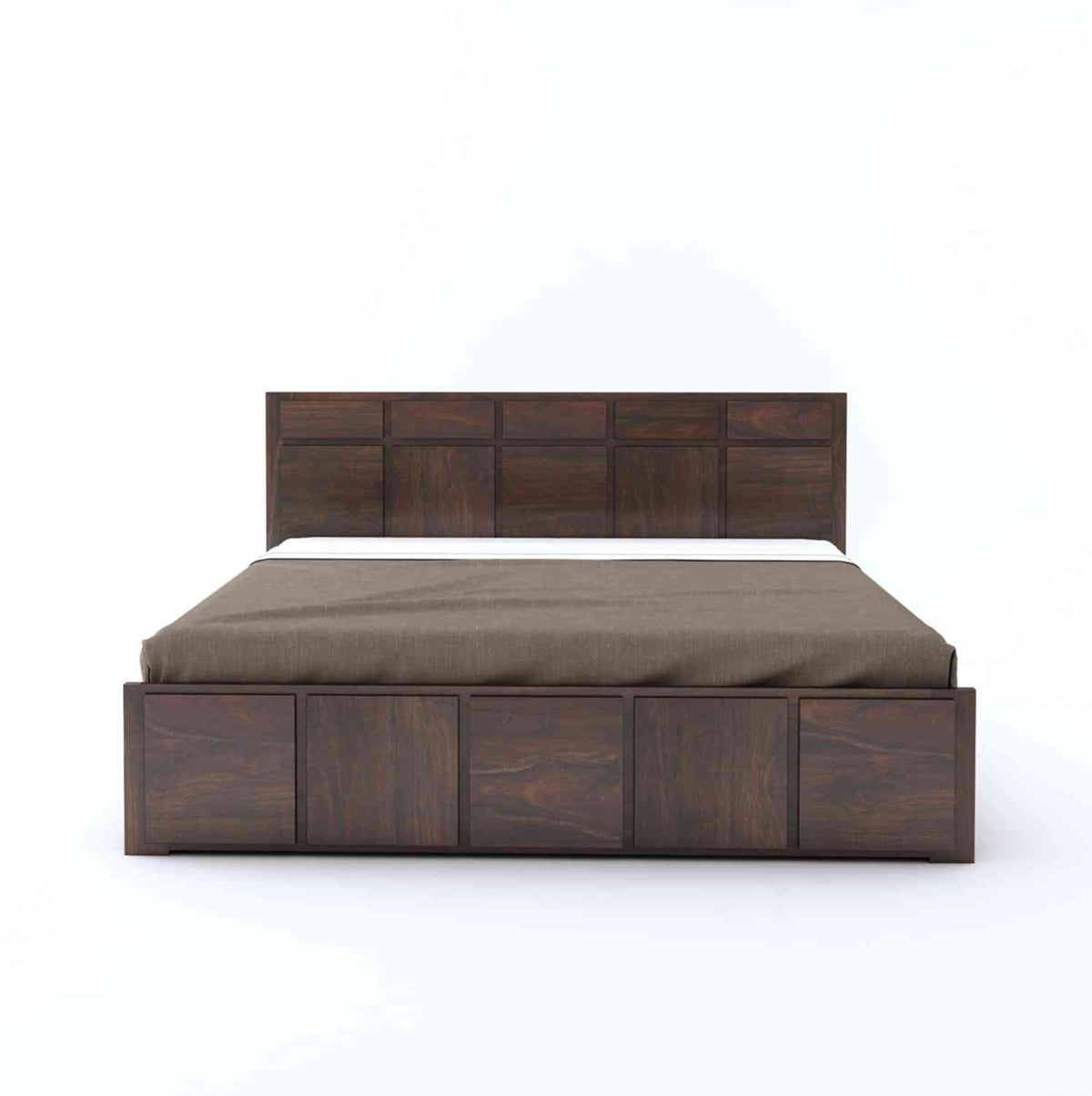 Mobell Solid Sheesham Wood Bed With Box Storage (Queen Size, Walnut Finish)