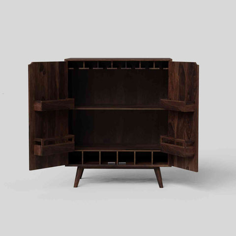 Livinn Solid Sheesham Wood Bar Cabinet (Walnut Finish)