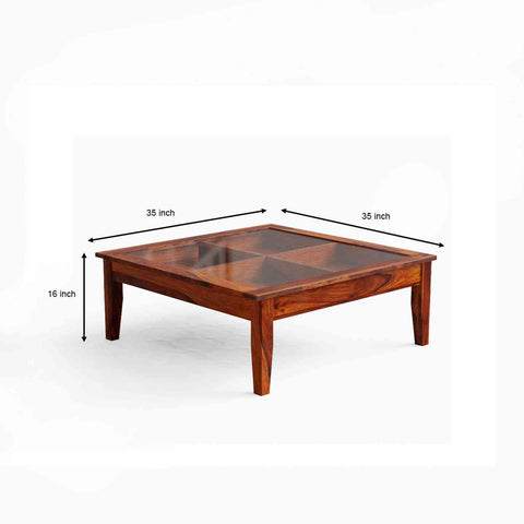 Lumin Solid Sheesham Wood Coffee Table (Natural Finish)