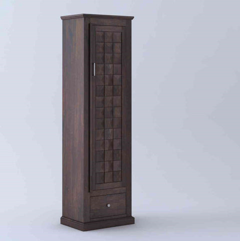 Sofia Solid Sheesham Wood Single Door Wardrobe (Walnut Finish)