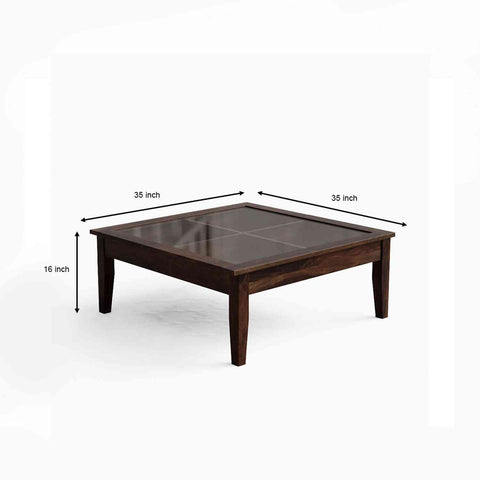 Lumin Solid Sheesham Wood Coffee Table ( Walnut Finish)