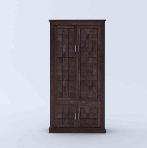 Sofia Solid Sheesham Wood Double Door Wardrobe (Walnut Finish)