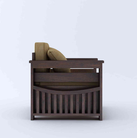 Olivia Solid Sheesham Wood Single Seater Sofa (Walnut Finish)