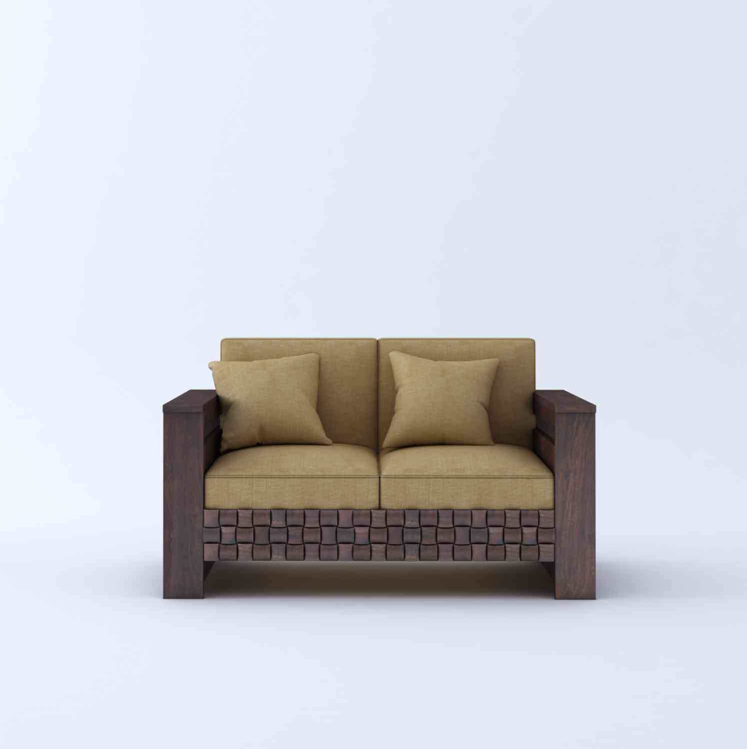 Olivia Solid Sheesham Wood 5 Seater Sofa Set (Walnut Finish, 3+2)