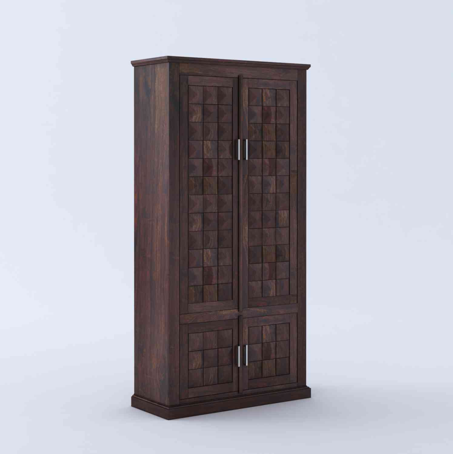 Sofia Solid Sheesham Wood Double Door Wardrobe (Walnut Finish)