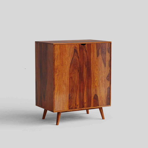 Livinn Solid Sheesham Wood Bar Cabinet (Natural Finish)