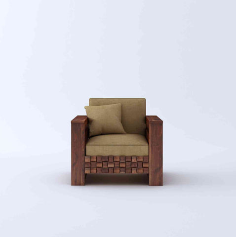 Olivia Solid Sheesham Wood 5 Seater Sofa Set With Coffee Table (3+1+1, Natural Finish)