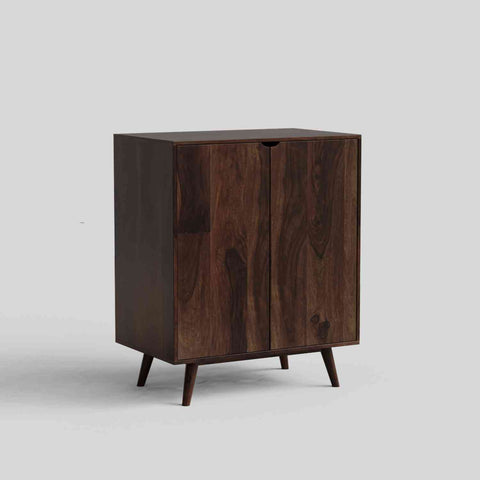 Livinn Solid Sheesham Wood Bar Cabinet (Walnut Finish)