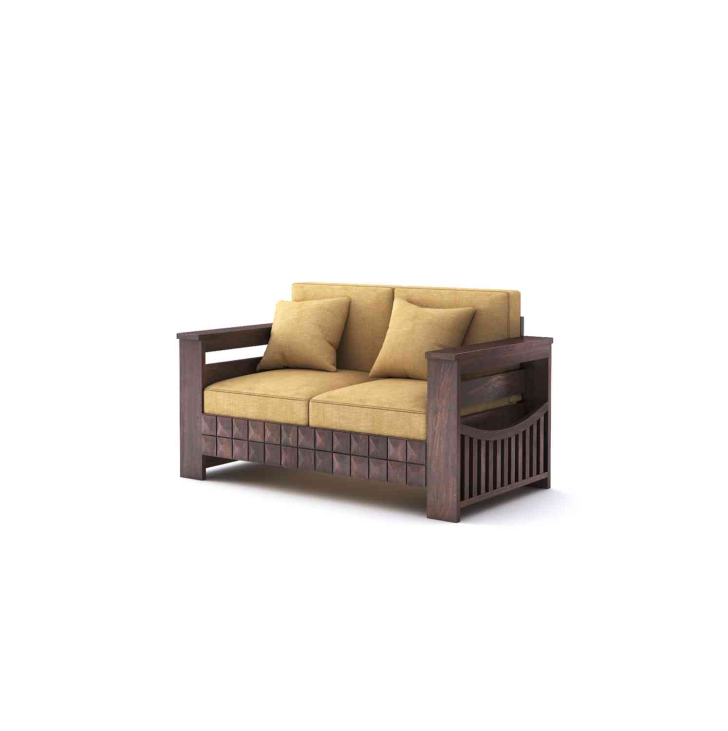 Sofia Solid Sheesham Wood 5 Seater Sofa Set (Walnut Finish, 3+2)