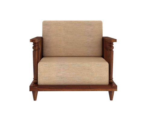 Ajmer Solid Sheesham Wood 5 Seater Sofa Set With Coffee Table (3+1+1, Natural Finish)