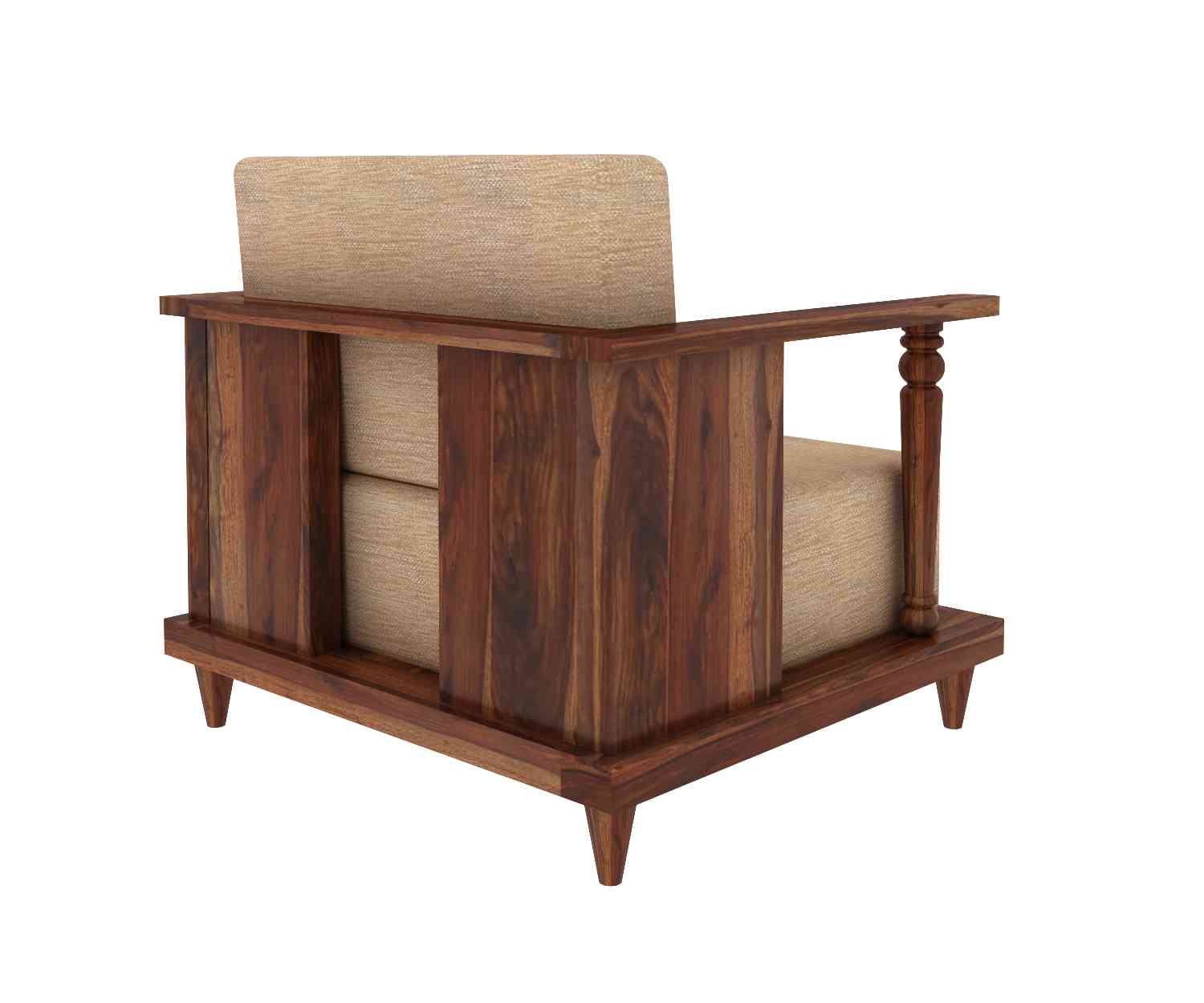 Ajmer Solid Sheesham Wood Single Seater Sofa (Natural Finish)