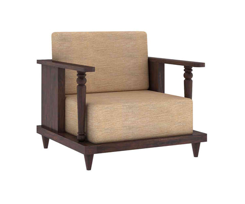 Ajmer Solid Sheesham Wood 5 Seater Sofa Set (3+1+1, Walnut Finish)