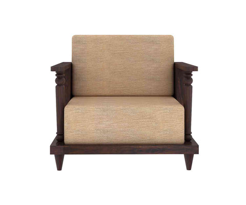 Ajmer Solid Sheesham Wood 5 Seater Sofa Set (3+1+1, Walnut Finish)