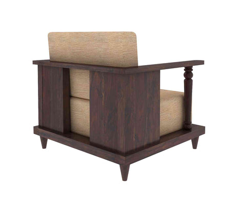 Ajmer Solid Sheesham Wood 5 Seater Sofa Set (3+1+1, Walnut Finish)