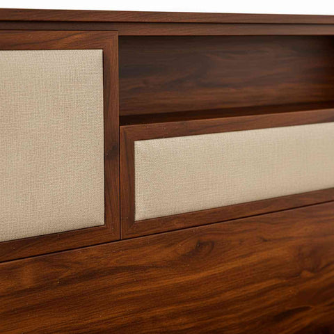Feelinn Solid Sheesham Wood Bed With Box Storage (Queen Size, Natural Finish)