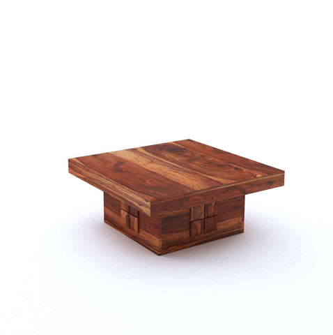 Sofia Solid Sheesham Wood Coffee Table (Natural Finish)
