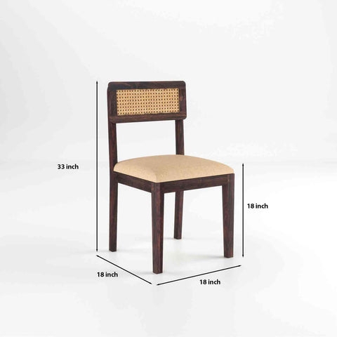 Canejoy Solid Sheesham Wood 4 Seater Dining Table With 4 Chairs (With Cushion, Walnut Finish)