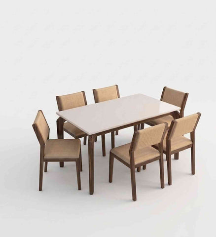 Revista Solid Sheesham Wood 6 Seater Dining Set (With Cushion, Walnut Finish)